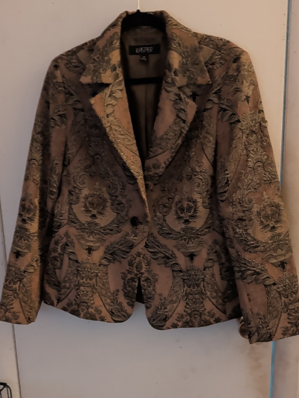 Kasper Women's Brown and Black Brocade Blazer